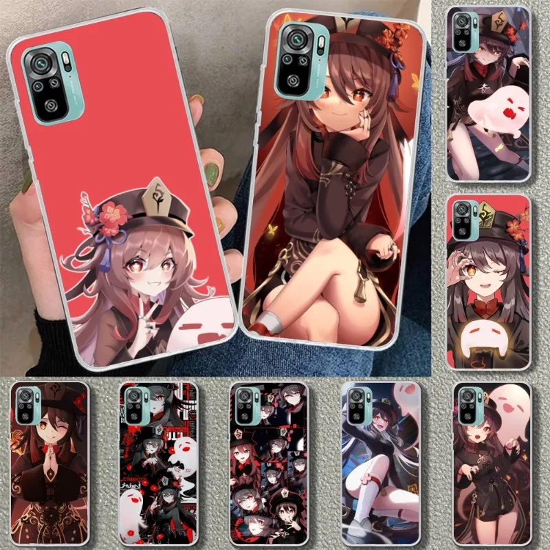 

Чехол для телефона Genshin Impact Hutao для Xiaomi 12, 11T, 10, 9, Redmi Note 10, 10S Pro, Redmi 9, 9A, 8, прозрачный чехол для телефона