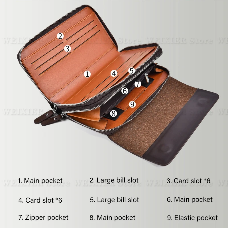 WEIXIER мужской однотонный простой клатч классический с магнитной пряжкой