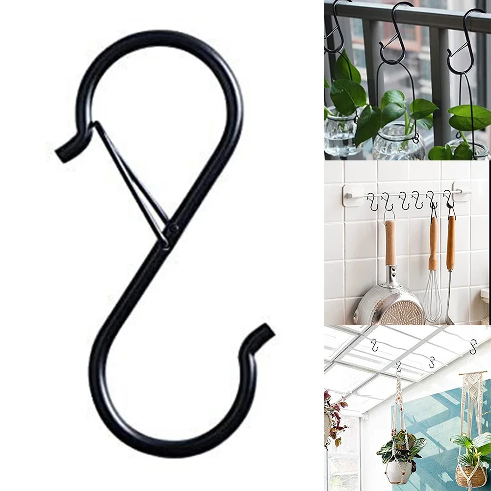 

10pcs Metal S-Shape Hook Garden Hanging Clasp Kitchen Pot Rack Bedroom Bags Clothes Towels Closet Rod S Hanger Hooks With Buckle