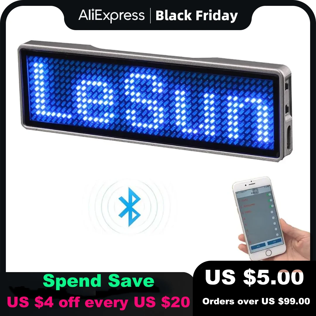 

Bluetooth LED Module Name Badge DIY Programmable Scrolling Message Board Mini LED Display HD DIY Electronic Kit