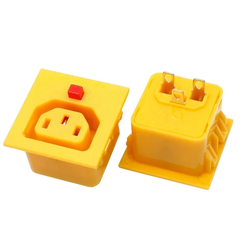 

AC 250V 16A 20A IEC 320 C13 Panel Mount Plug Adapter Power Connector Socket 3 Pins PDU Power Plug Socket Anti Falling Button