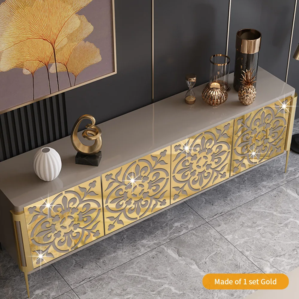 12 шт./компл. золотые серебряные черные полые зеркальные наклейки для гардероба