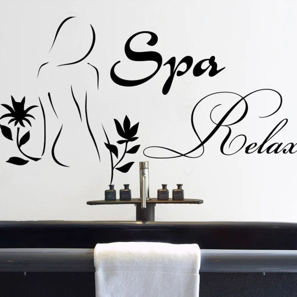 

Vinyl Beauty Spa Salon Wall Stickers Girl Woman Cosmetic Relaxation Home Decor Bathroom Interior Design Poster Decals Removable