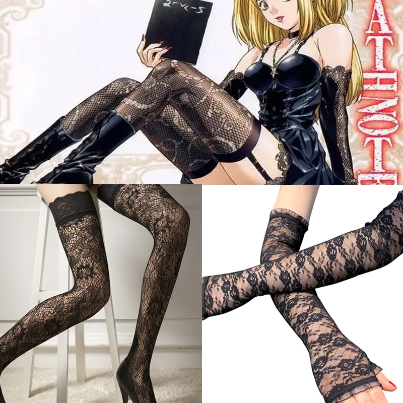 

Anime Death Note Misa Amane Cosplay Stockings Gloves Set Women Sexy Lace Socks Sleeves Accessories Props Gifts