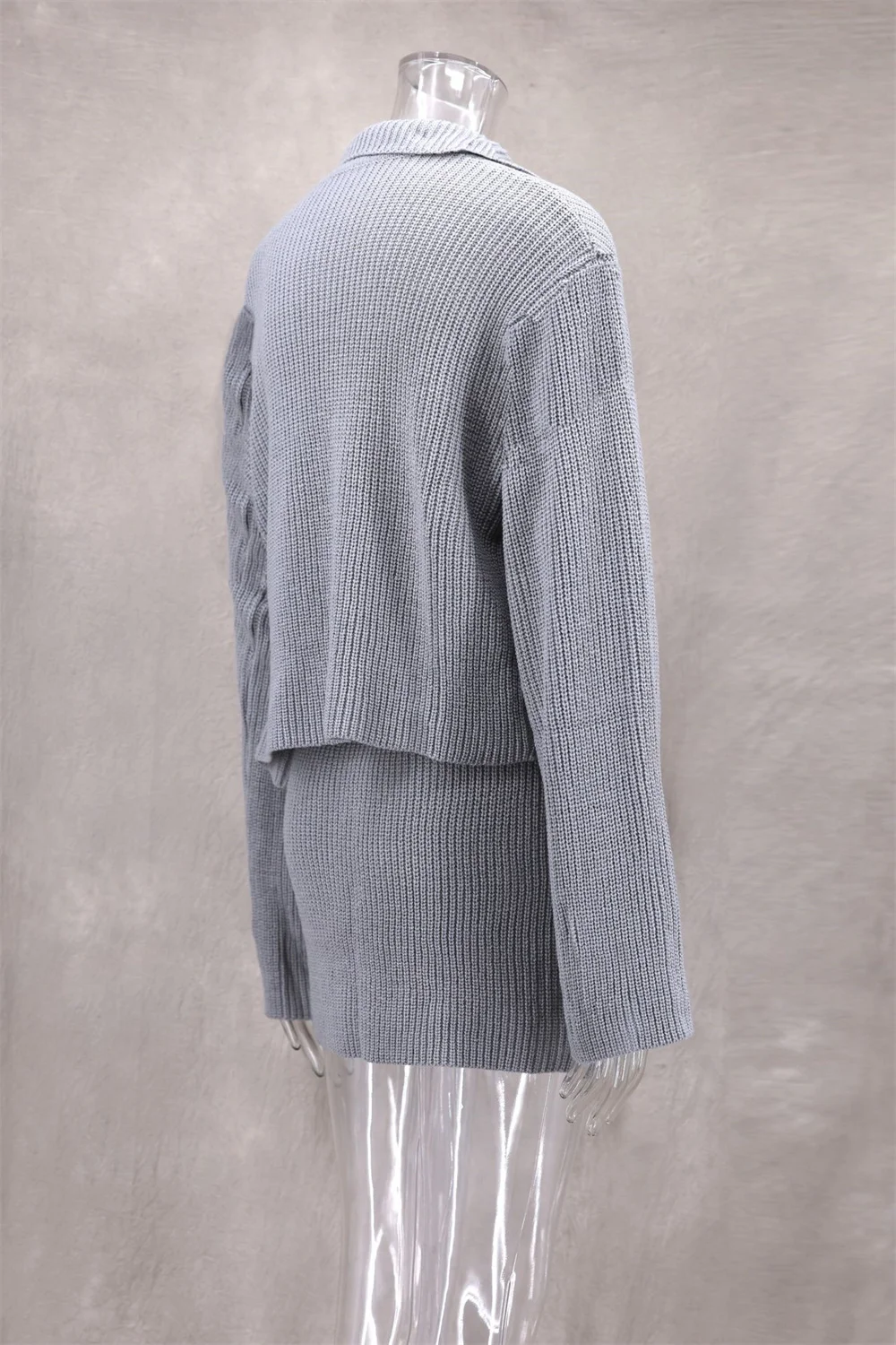 Женский вязаный кардиган с длинными рукавами и юбка цвет в ассортименте