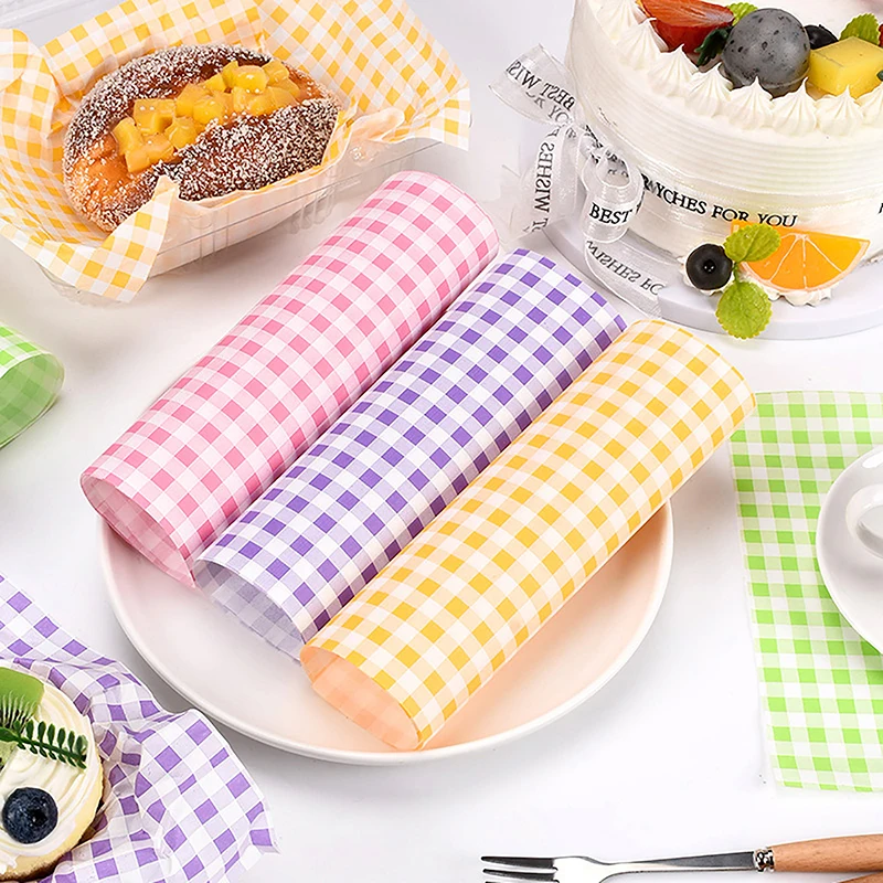 

100Pcs Oil-Proof Wax Paper Food Wrapper Paper Bread Sandwich Burger Fries Macarons Packaging Kitchen Baking Tool