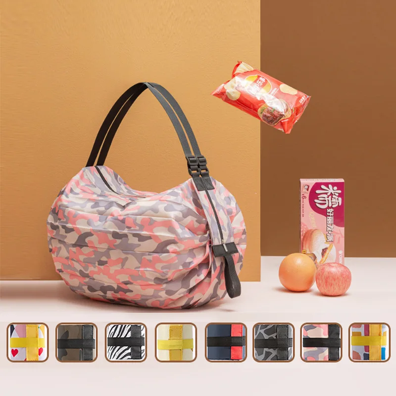 

Japanese Fashion Folding Shopping Travel Shoulder Portable Bag Thickened Large Capacity Grocery Supermarket Shopping Bag