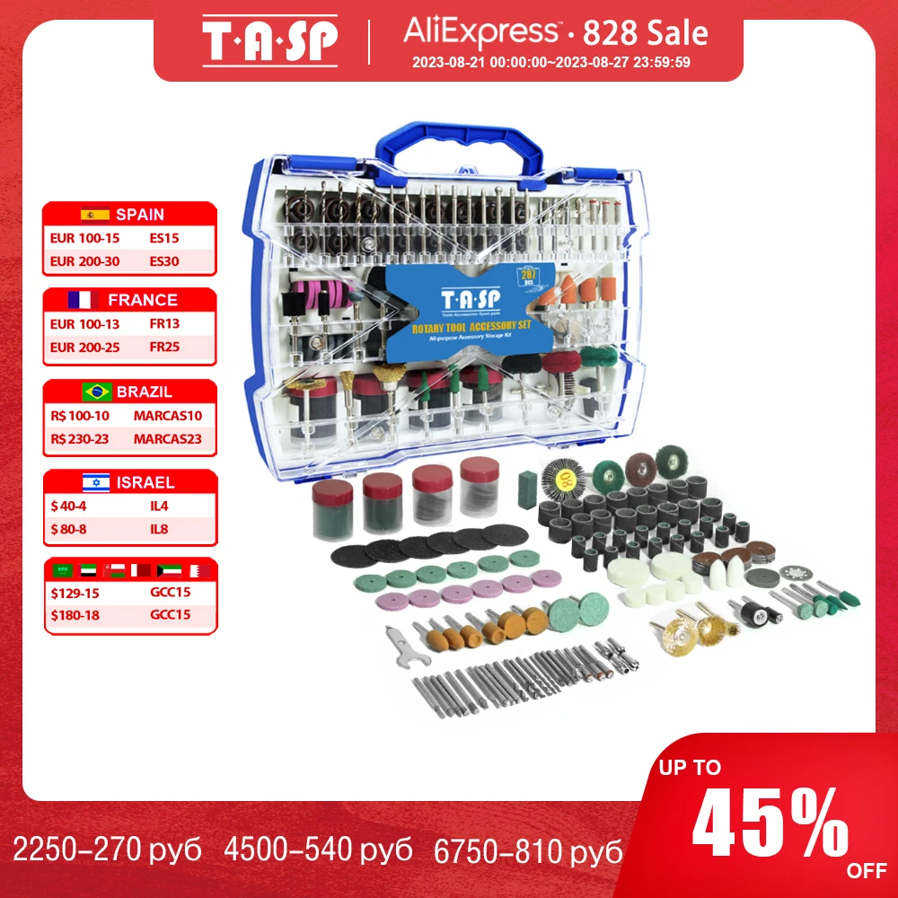 287PCS Abrasive Rotary Tool Accessories Set Electric Mini Drill Bit Kit Sanding Polishing Cutting Engraving Heads for Dremel