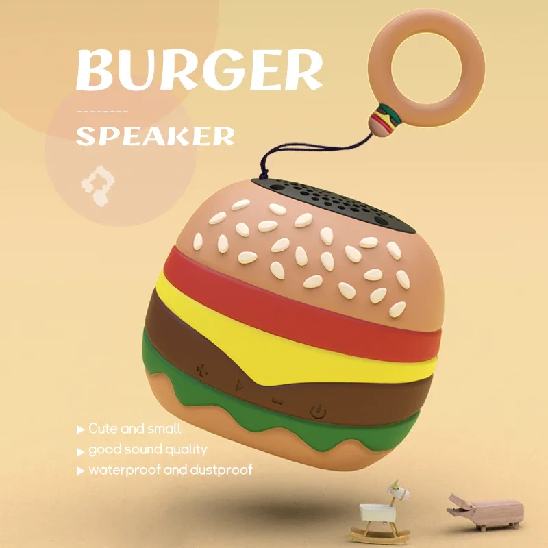 Mini Pocket Bluetooth Speaker Cute Hamburger Caixa De Som Soundbar IP65 Waterproof Music Box TF Card Player with FM