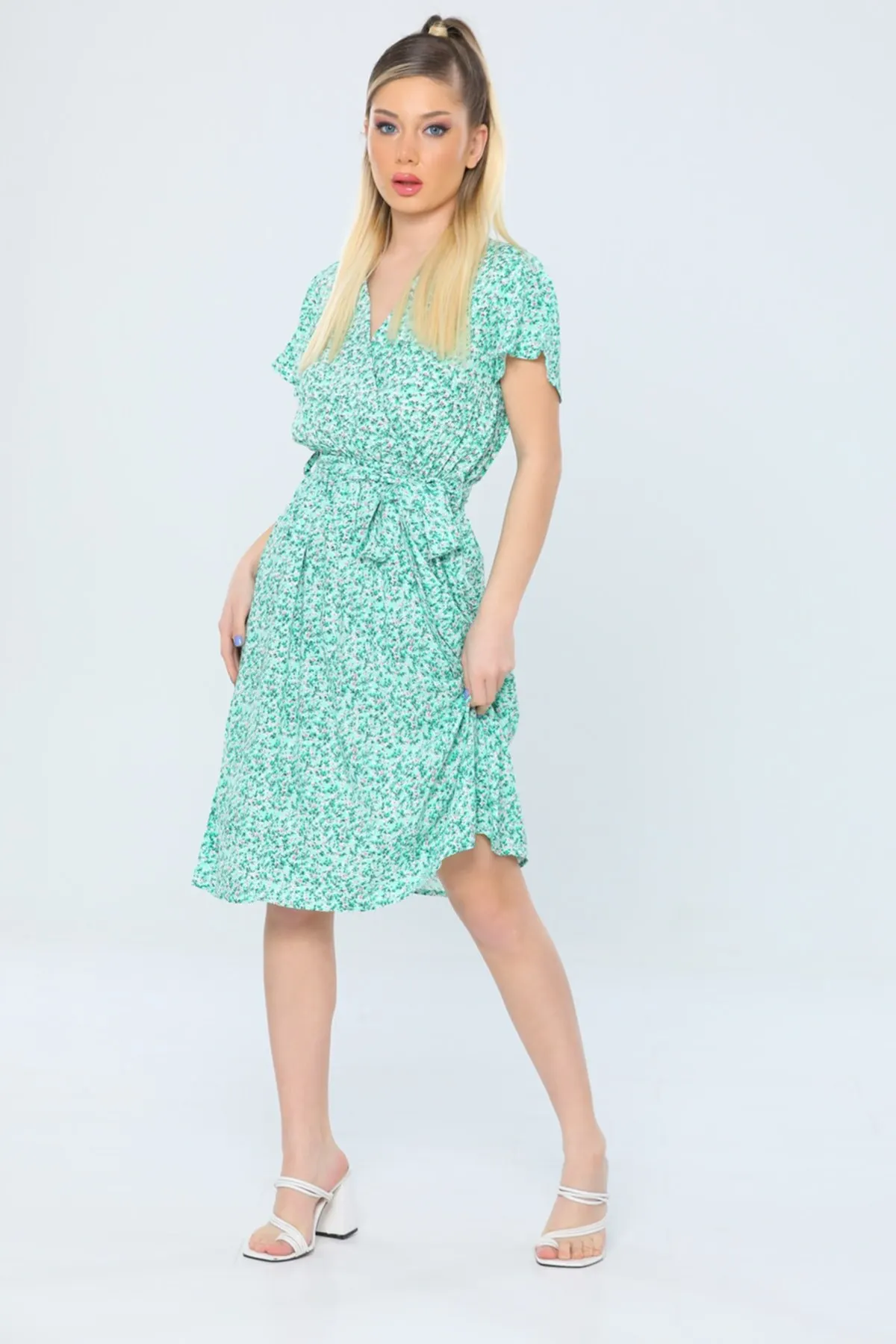 

Women's Dress Mint Tiered Collar pattern Midi Elegant Fashion Casual Casual Casual Casual Casual Casual Casual Casual Casual Casual Dress
