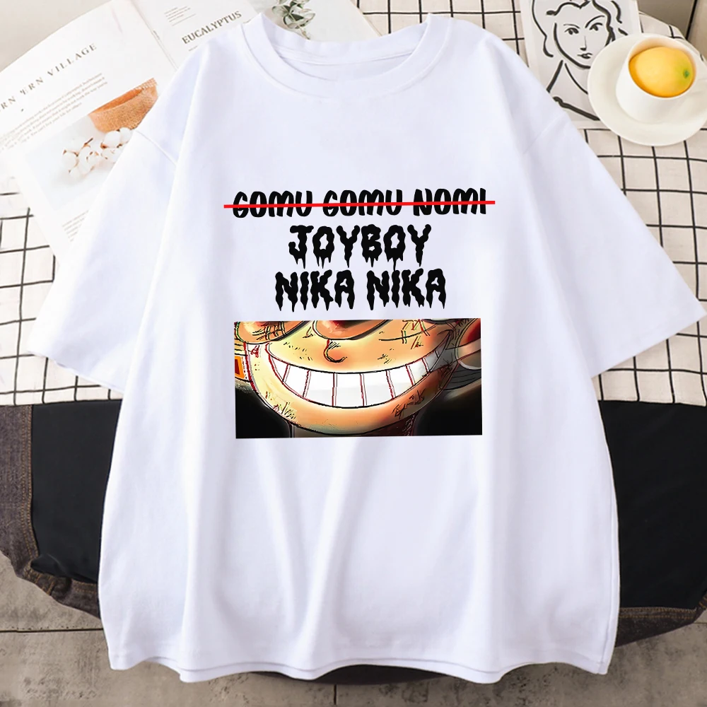 

Luffy Joyboy Nika Gear 5 T-Shirt One Piece Eye Manga Print Pure Cotton Streetwear Man Women Tops Oversized Anime Shirts Harajuku