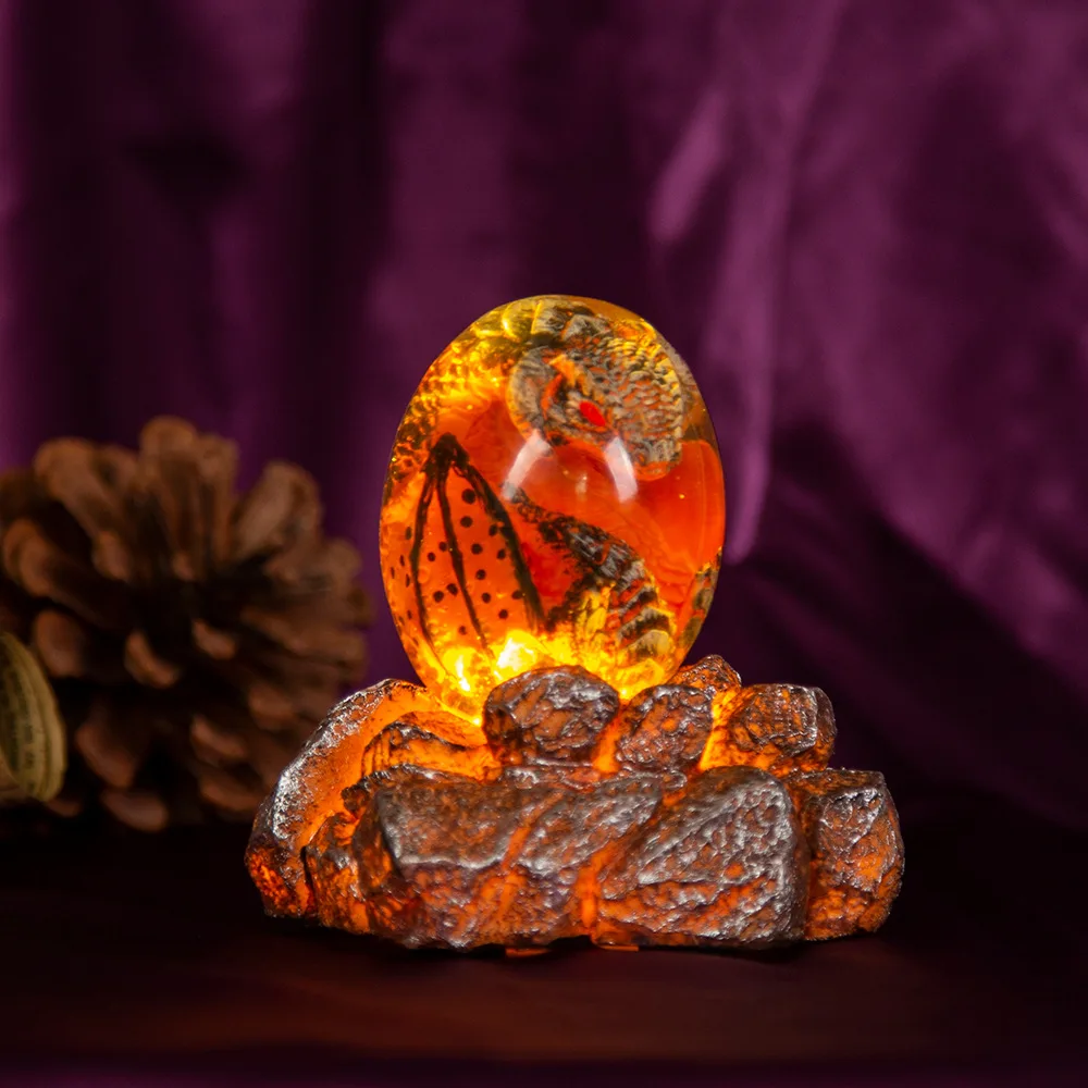 

Transparent Lava Dragon Egg Resin Dinosaur Egg with LED Lava Nest Ornamental Collection Crystal Minerale Reiki Luminous Toys
