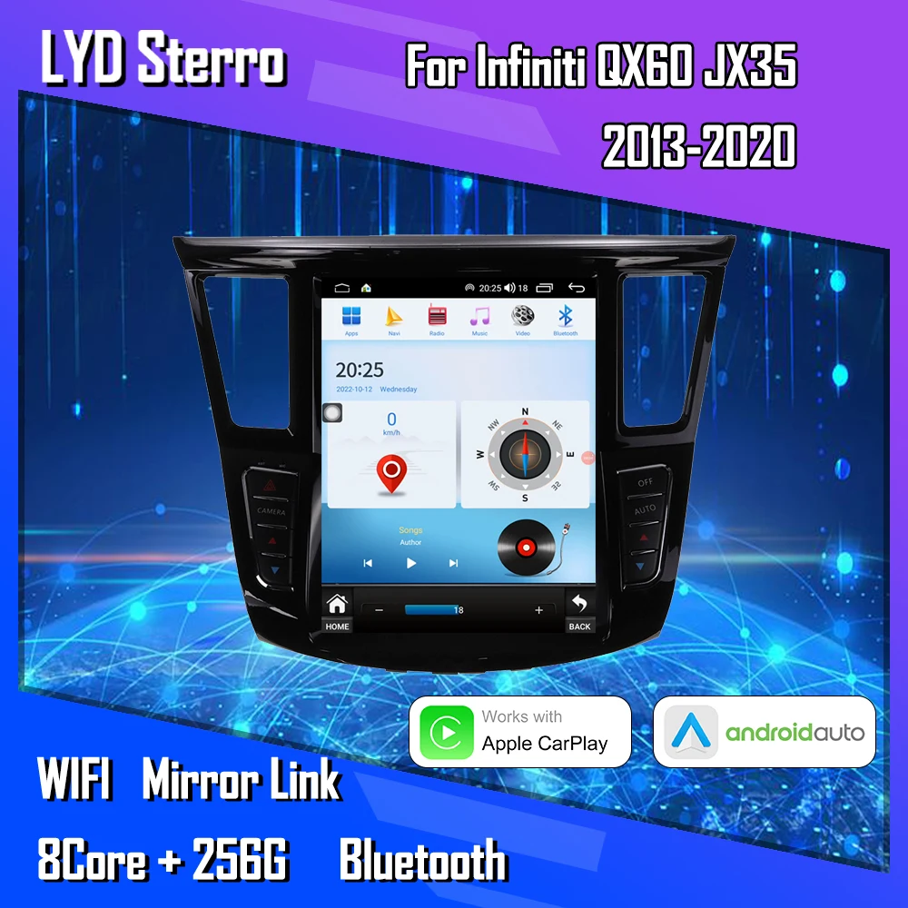 

LYD Sterro для Infiniti QX60 JX35 2013-2020 Carplay Android авто Bluetooth WiFi GPS 4G 8G + 256G автомобильный стерео Мультимедиа