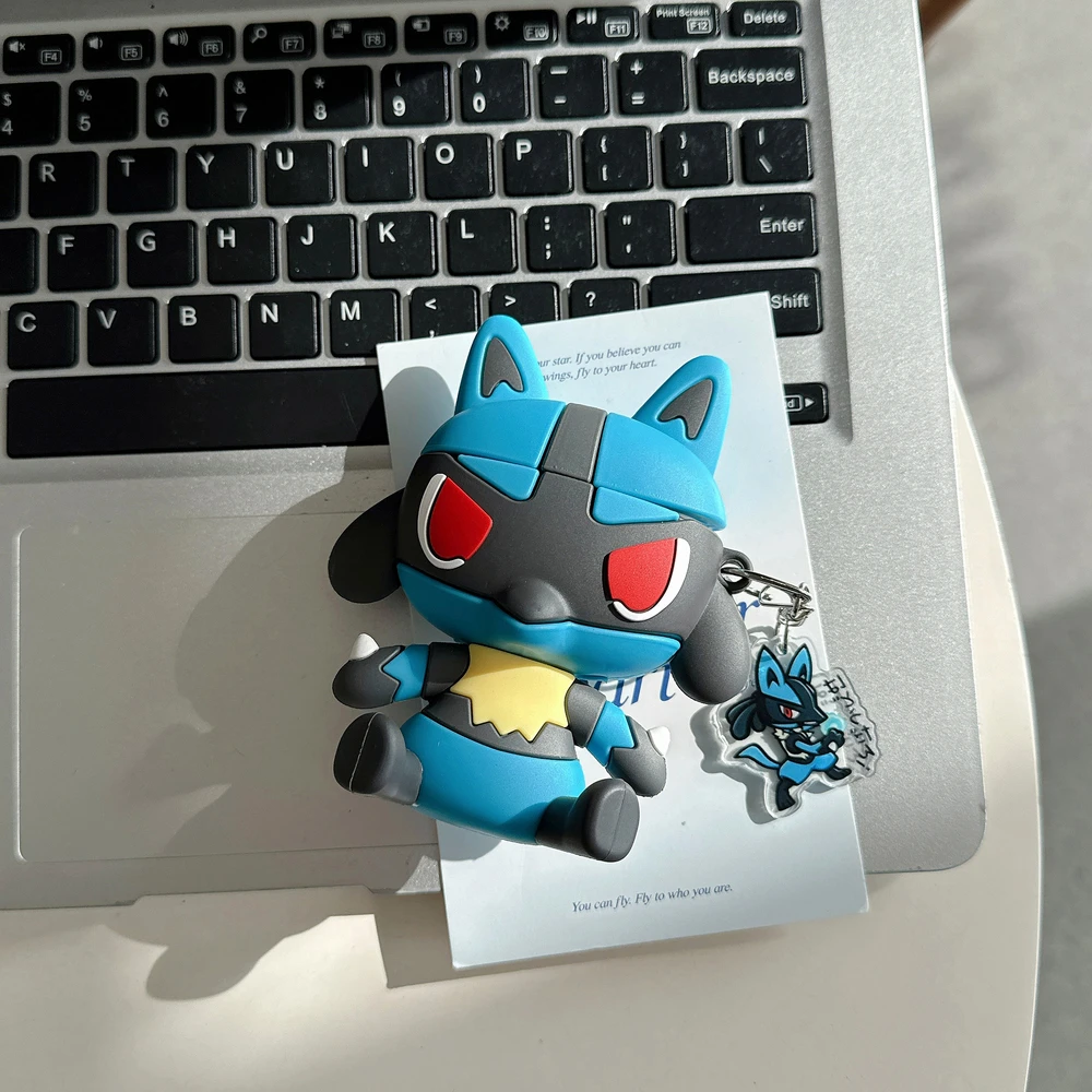 Фото Чехол для наушников 3D Pocket Monsters Pokemon Lucario Riolu для Airpods 4 2 3 Pro 3 2, защитный чехол для беспроводной Bluetooth-гарнитуры №5