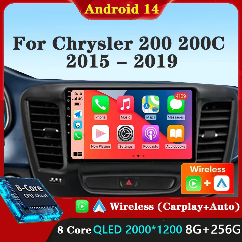 9-дюймовый автомобильный Raido Carplay Android 14 для Chrysler 200 200C 2015-2020 Авто мультимедийный