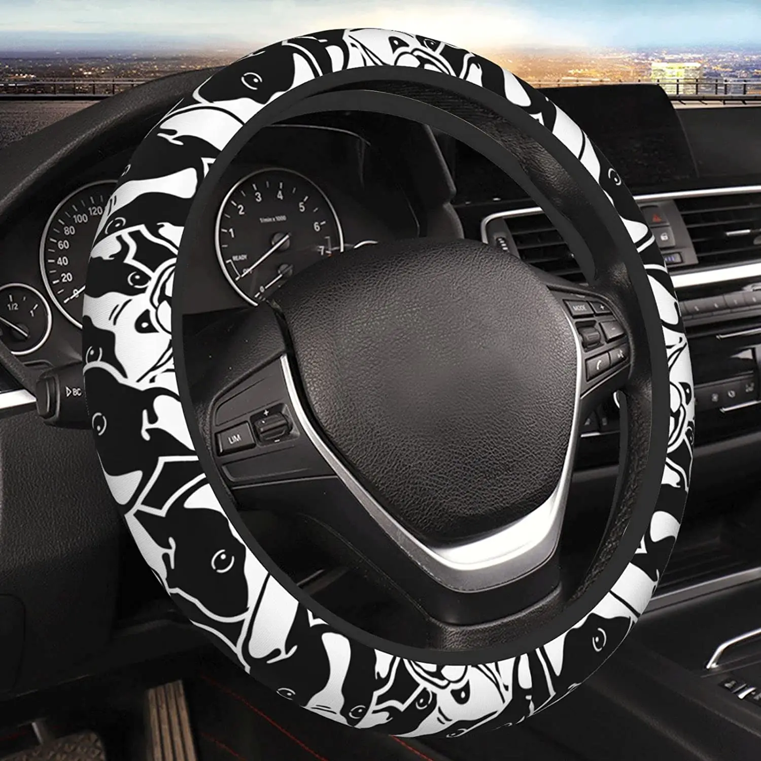 

Универсальный милый автомобильный чехол на руль с французским бульдогом, 15 дюймов, неопреновый дышащий протектор рулевого колеса