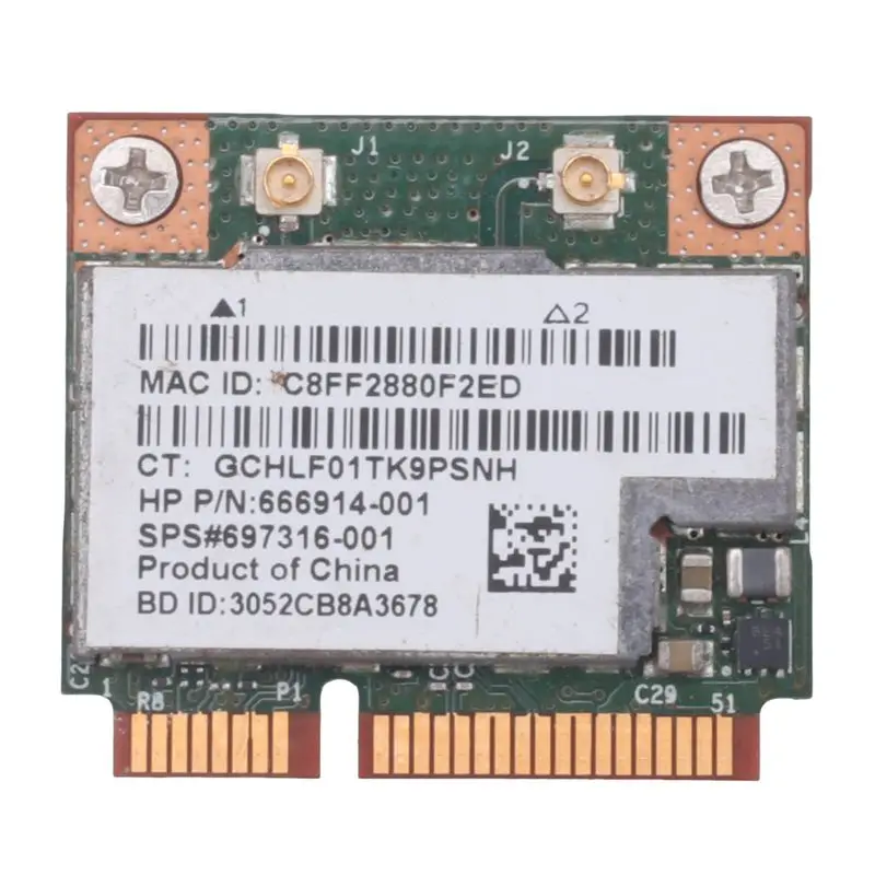 Фото Двухдиапазонная беспроводная Wi-Fi карта A01E BCM943228HMB 802.11A/B/G/N 300 Мбит/с с Bluetooth 4.0, Half MINI PCI-E для ноутбуков, 2.4 ГГц/5 ГГц №1