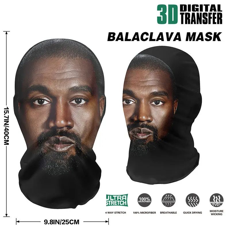 3D печатная маска Kanye Visual Elastic Mesh полнолицевая для унисекс головные уборы косплея