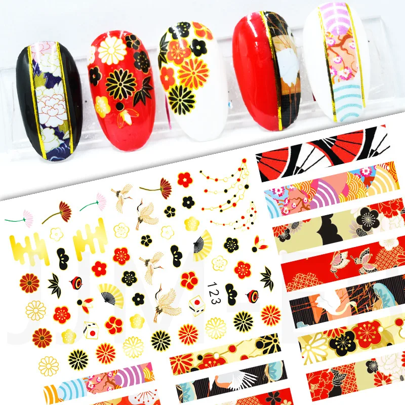 1PC 3D Nail Stickers Self-adhesive Flowers Sunflower Tulip Rose Animal Bee Design Colorful Nails Art Tip DIY Manicure Decoration images - 6