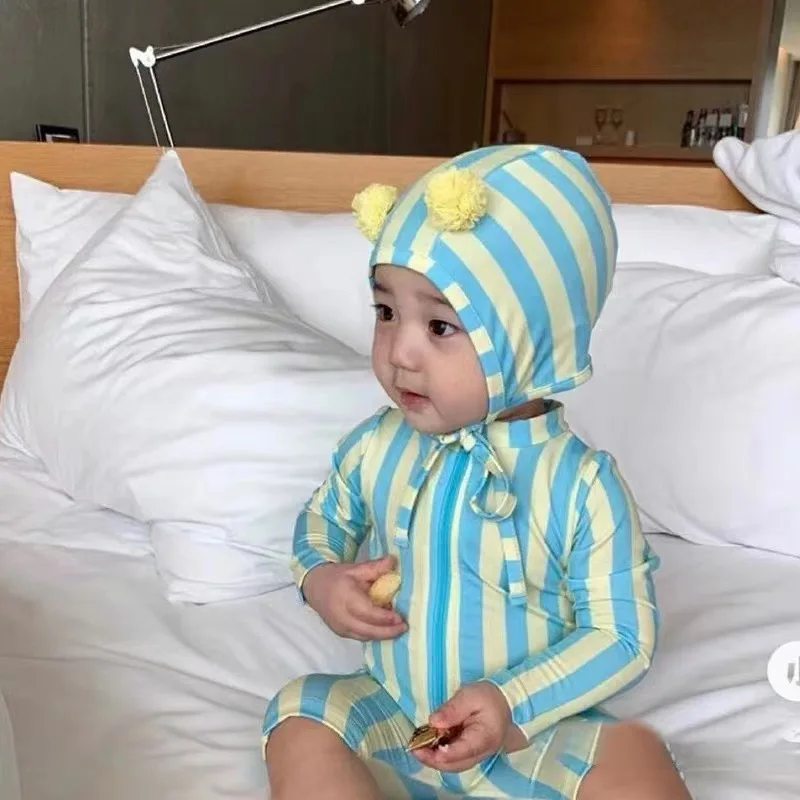 

Children's Swimsuit 2022 New Boys And Girls Baby Cute Hot Spring Vacation Button Swimsuit Princess Bubble Sleeve Swimsuit