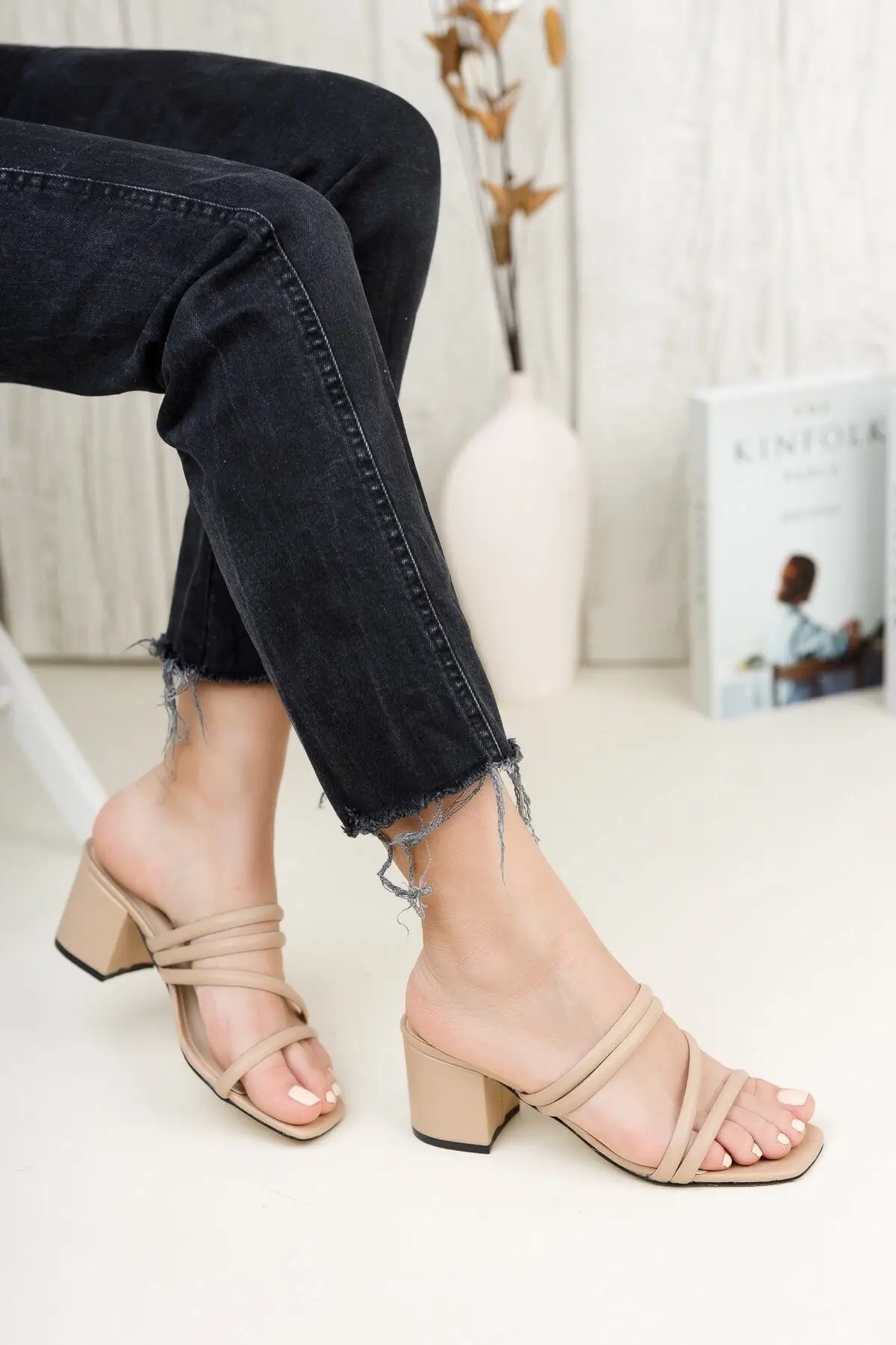 

Women Nude Skin Heels Slippers 0012223