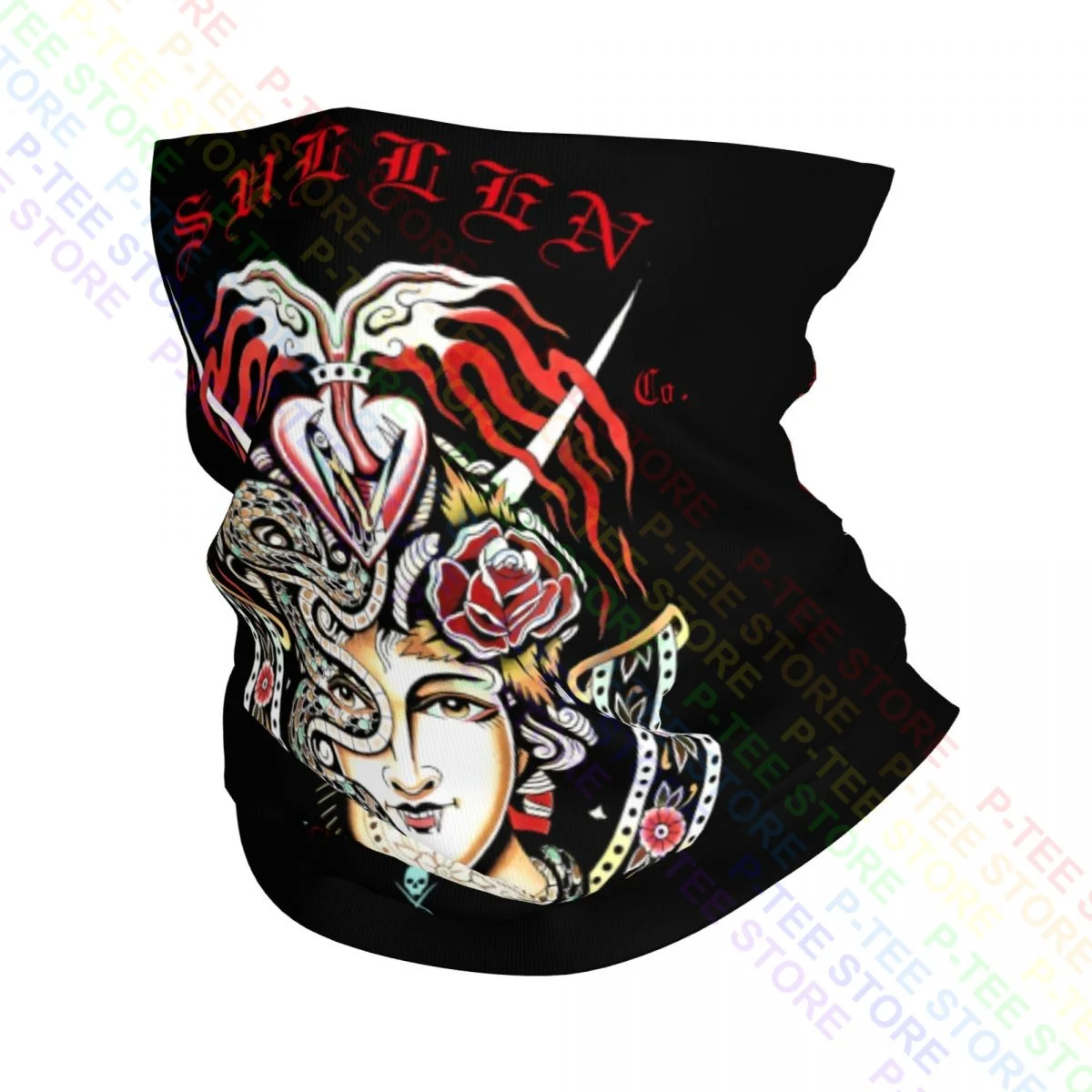 Маска на лицо с сердцем и змеей, на шею