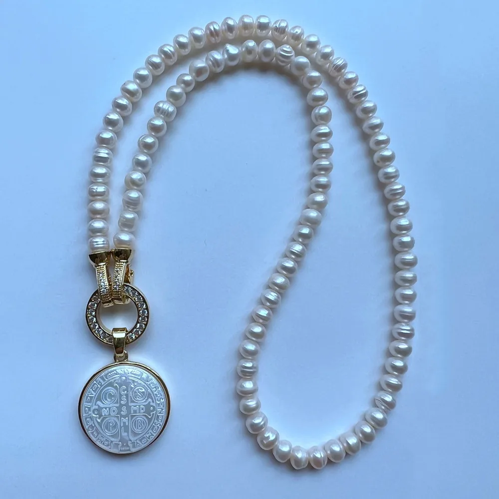Акция! Ожерелье из натурального пресноводного жемчуга San Benito &amp Cross 21 мм ожерелье