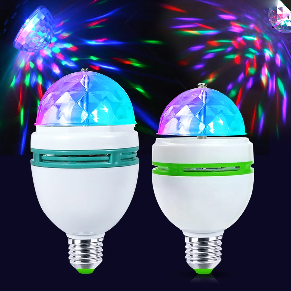 Rgb lamp For Stage Spotlight Home DJ Music Sound Party Decoration Light bulbs Rotating E27 LED Lamp 3W 6W 220V 110V