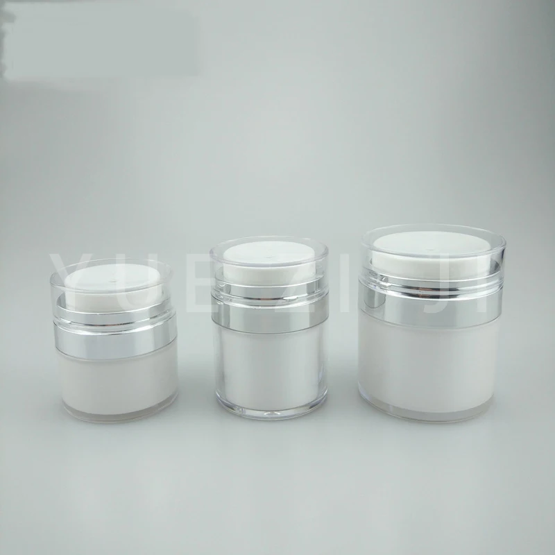 

6pcs 15ml Airless Pump Jar Empty Acrylic Cream Bottle Refillable Cosmetic Easy To Use Container Portable Travel Makeup Tools