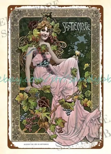 1901 Gaspar Camps i Junyent арт nouveau сентябрь металлическая жестяная вывеска идеи гаража