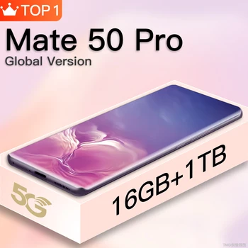 Global Version Mate50 Pro Smartphone Snapdragon 8Gen1 16GB 1TB HD Screen Mobile Phone Cellphone 24+50MP Camera Android12 10core 1