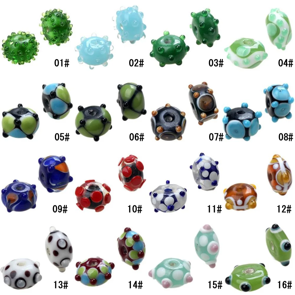 2 шт./лот 15x8 мм ручной работы Bumpy лэмпворк круглые стеклянные бусины для