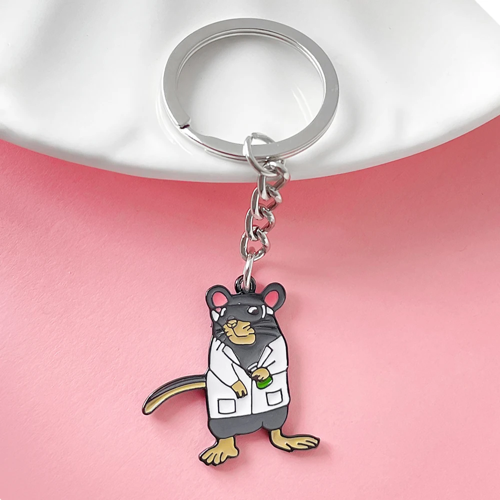 

Harong New Lab Rat Keychain Cute Fashion Scientific Enamel Pendant for Chemistry Biology Student Teacher Jewelry Gift