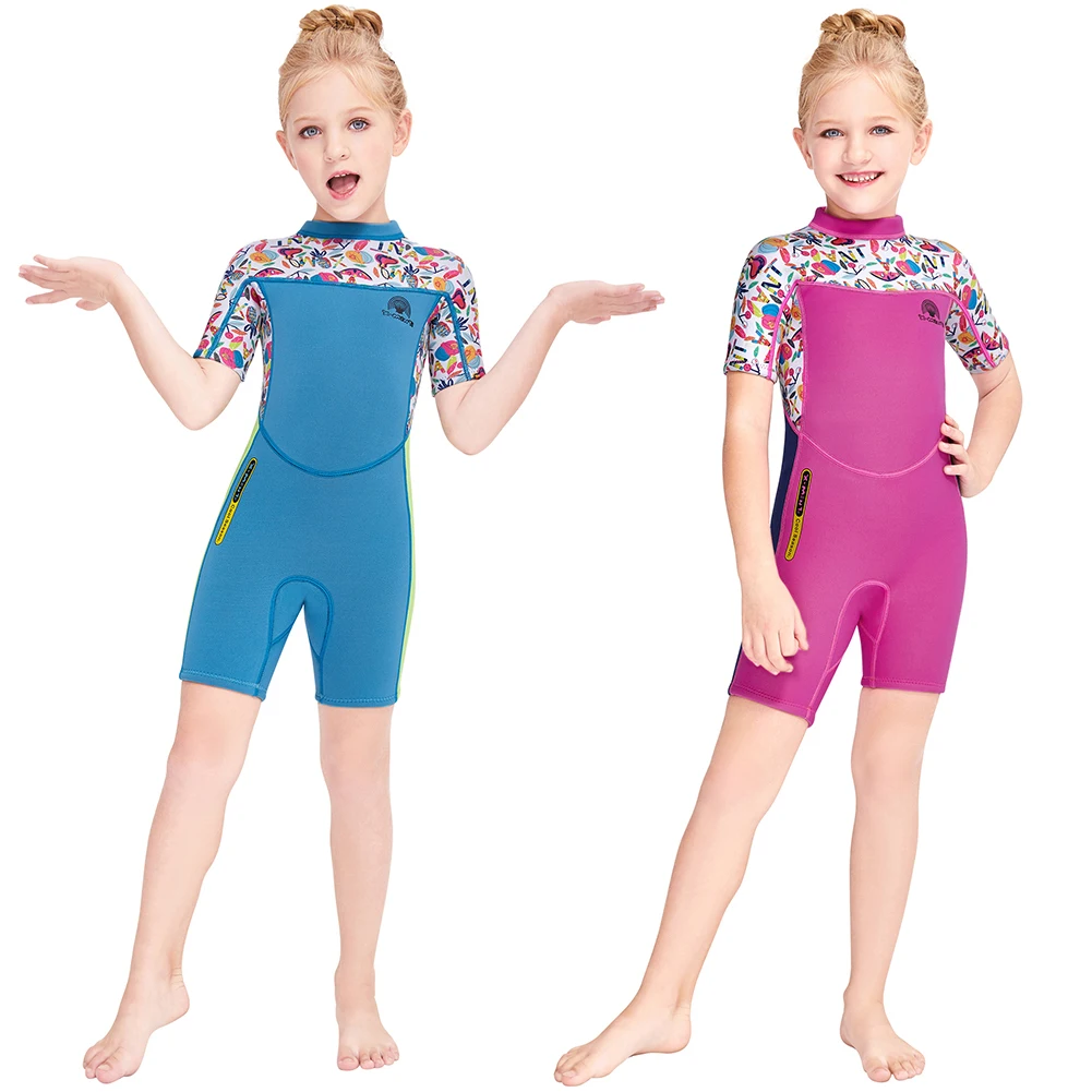 

2.5mm Neoprene Children Wetsuit Swimwear Girls Short Surfing Swimsuit Wet Suit for Bathing Snorkeling Scuba Diving Suits S-XXL