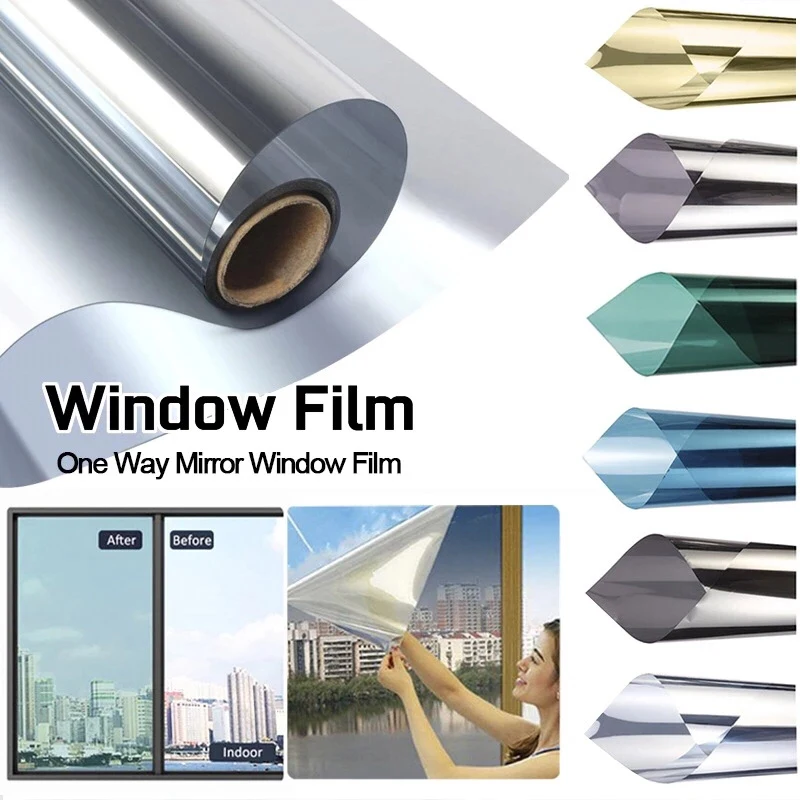 

30/40/50CM*200CM Self-adhesive Window Film One-way Mirror Privacy Film Heat Insulation Blocking UV Protector Glass Sticker
