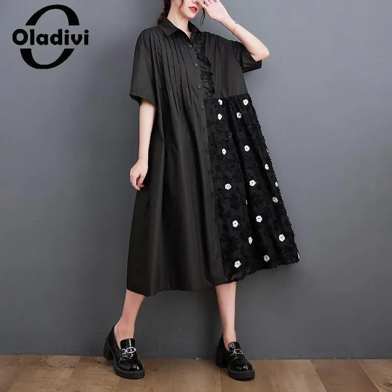 

Платье Oladivi женское средней длины, повседневное свободное в стиле пэчворк, туника, большие размеры 4XL 5XL 6XL, лето 2023