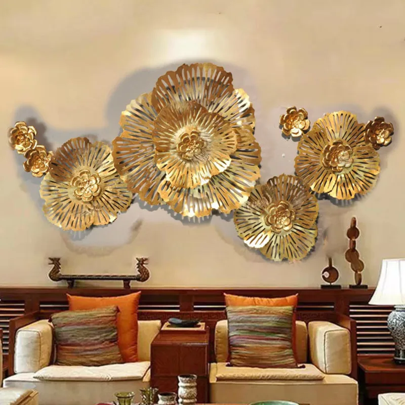 

New Chinese Style Metal Wall Sticker Living Room Background Wall Bedroom Decoration Light Luxury Creative Macrame Wall Hanging