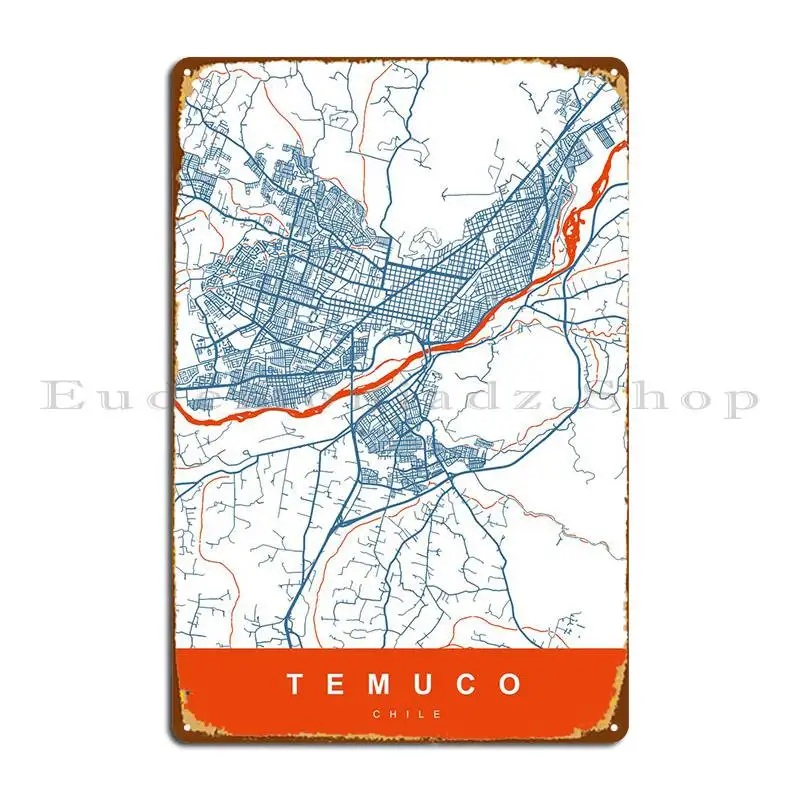 

TEMUCO карта Чили, металлический знак, Настенный декор, кинотеатр, железный клуб, жестяной знак, постер