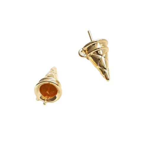 Медные позолоченные подвески в форме конуса мороженого 2 шт