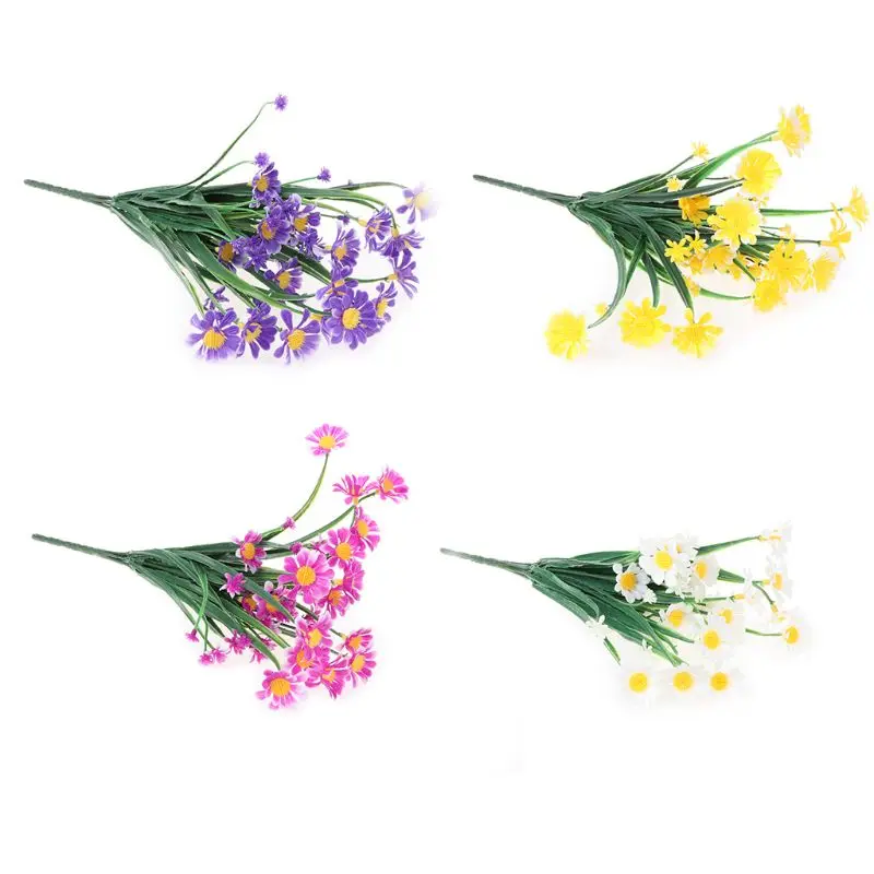 

Artificial Fake Flowers 4Pcs Daisy Faux Plastic Plants Indoor Outside Home Garde