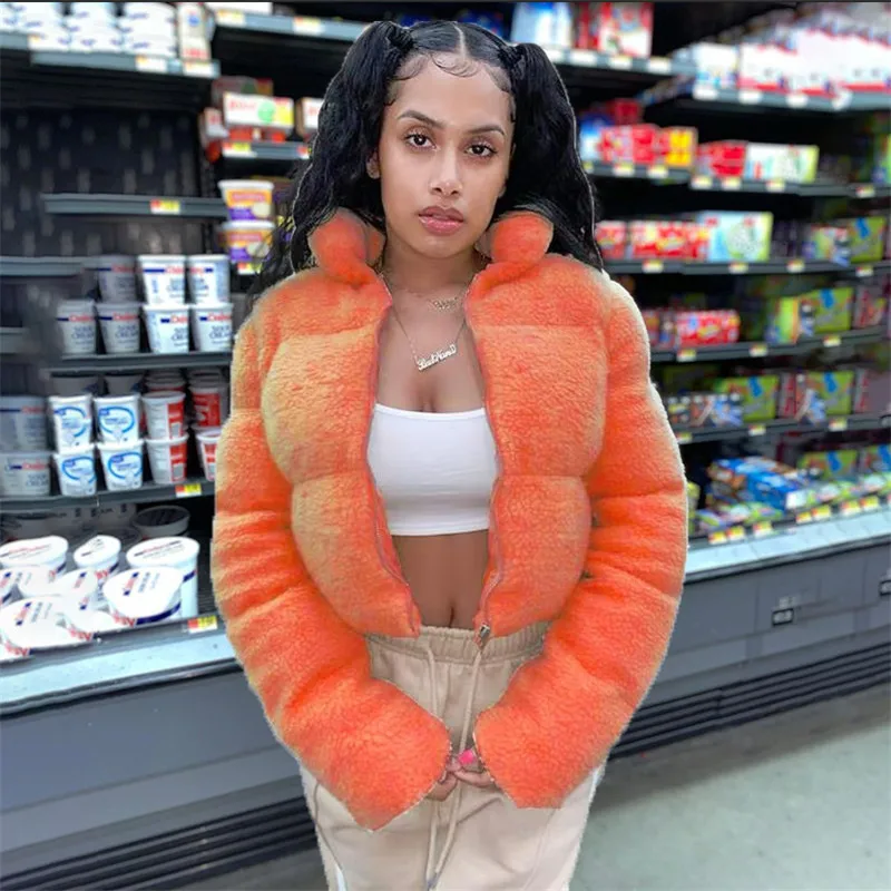 Women Bubble Coats 2021 Winter Solid Cotton Overcoat Fashion Cropped Puffer Thickened Jackets Parkas Female Casual Outwear Tops