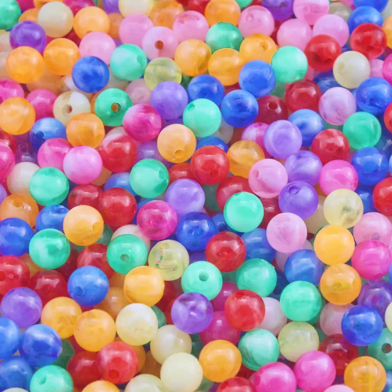 

50-300Pcs 6-10mm Round Plastic Acrylic Beads Loose Spacer Ball for Jewelry Making DIY Handmade Accessories Clothing Decoration