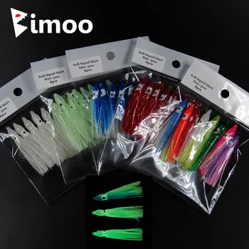 Bimoo 2bags=16pcs 5cm Soft Squid Skirt Sea Fishing Soft Lures Octopus Bait Threads Skirts Fishing Tackle Accessory Lumo Red Blue