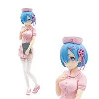 21cm rem anime figure re zero starting life in another world nurse uniform angel in pink standing model pvc static toys doll