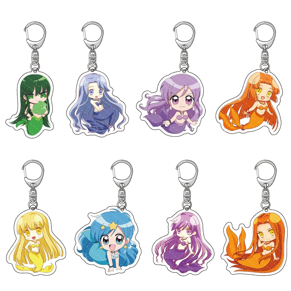 

Anime Mermaid Keychain Melody Pichi Pichi Pitch Keyring Cosplay Nanami Ruchia Lucia Hanon Hosho Bag Pendant Key Ring Jewelry