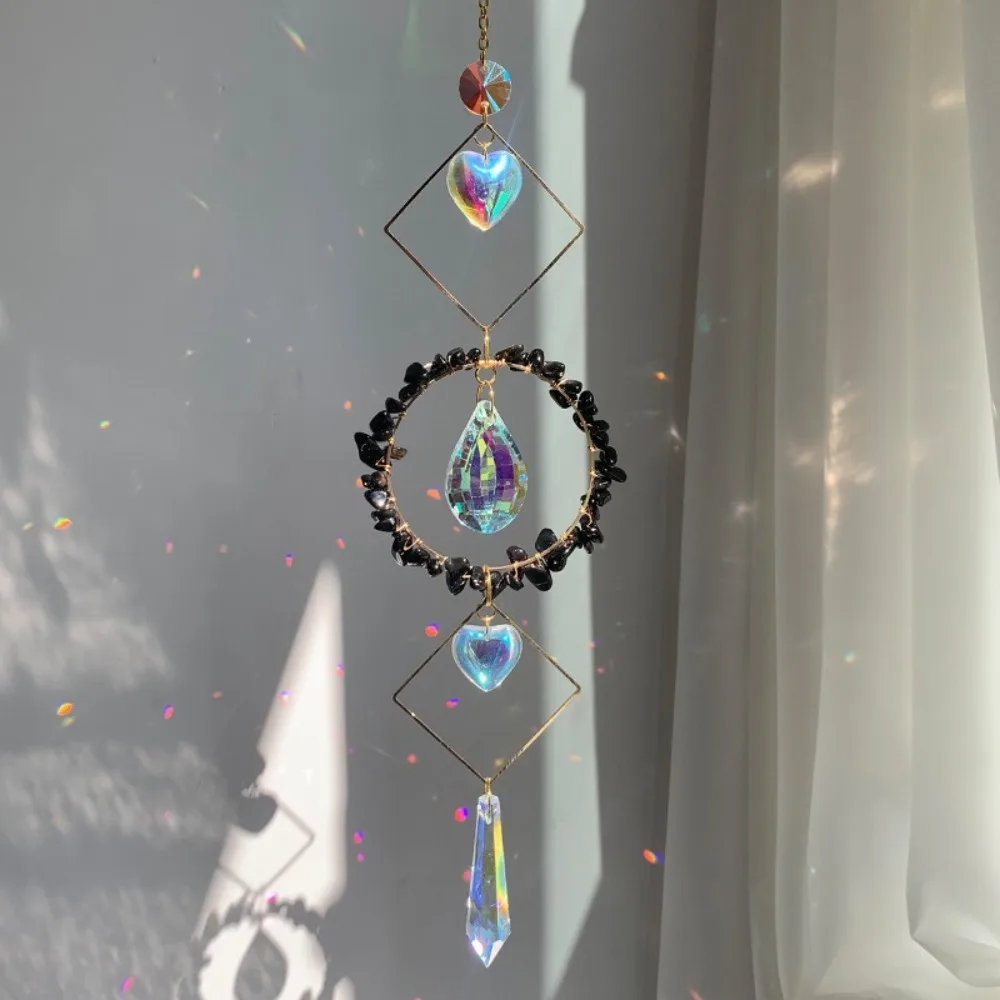 Красочная звезда луна кристалл ловец солнца витраж балкон двор подвесные