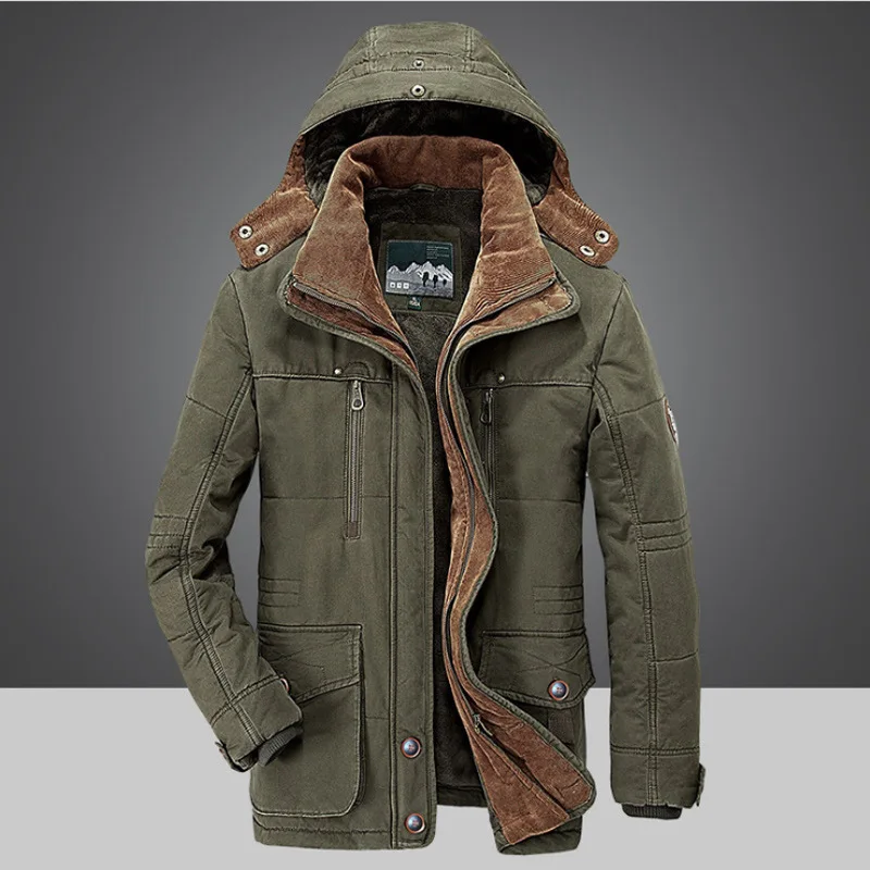 

Winter Jacket Men Plus Size 6XL Windproof Warm Thick Windbreaker Quality Fleece Cotton Padded Parka Military Overcoat Cloth -40