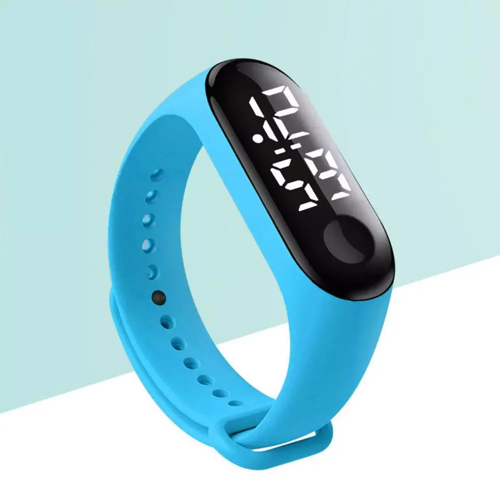 

Children Solid Color Adjustable Strap LED Digital Fashion Electronic Silicone Bracelets Wrist Watch For Child Outdoor