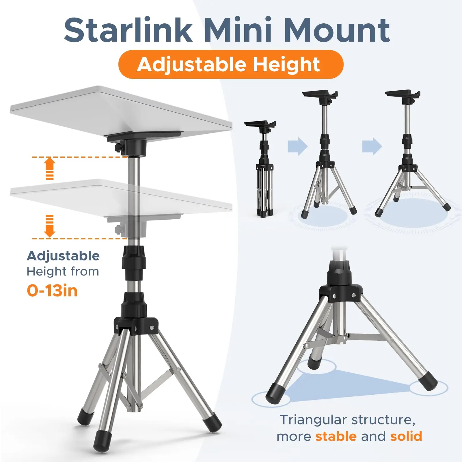 Фото Для Starlink Mini Крепление для штатива Регулируемая высота Наклон Ethernet Спутниковый штатив Кронштейн Подставка для Starlink Mini Kit №4