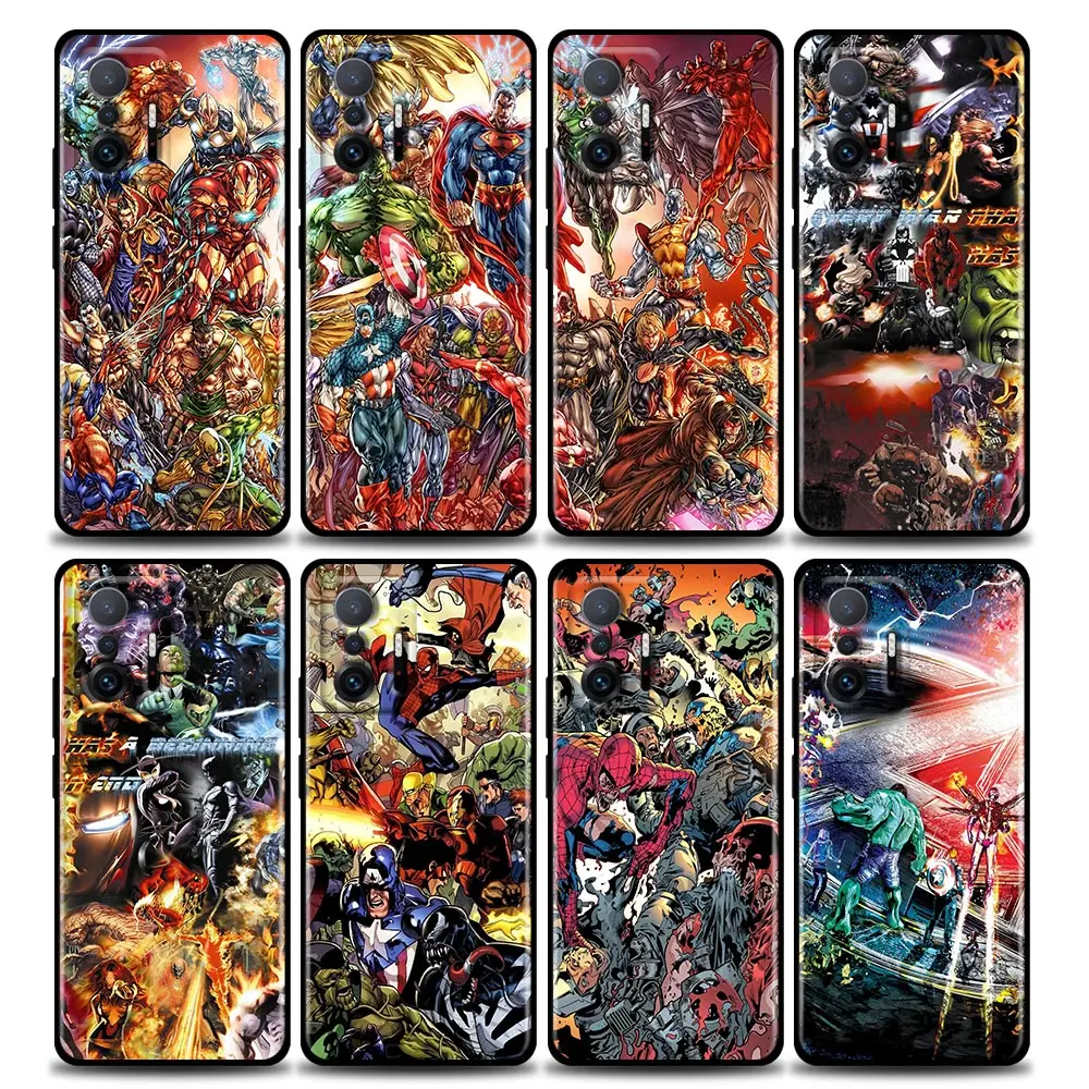 

Marvel Avengers Cartoon Phone Shell for Xiaomi Mi 12 12X 11T X4 NFC M3 F3 GT M4 Pro Lite NE 5G Poco M3 M4 X4 Soft Case Cover
